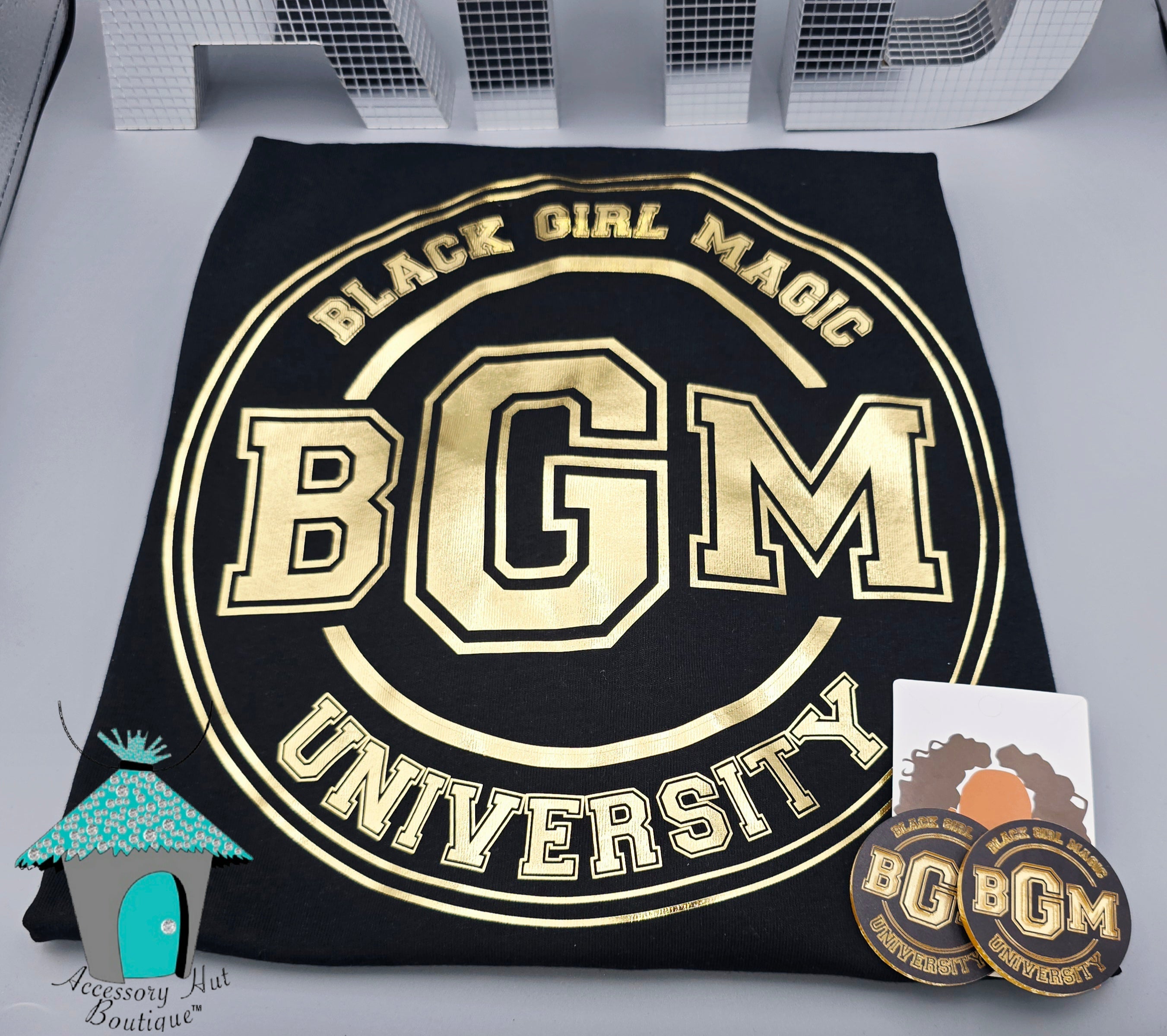 Black Girl Magic University T-Shirt & Earring Set